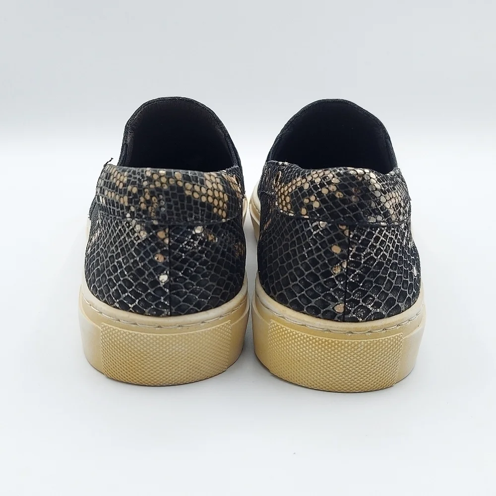 MOVE Chocolat Blu Neve Black Gold Snake Print Leather Slip-On Sneaker Size 6/36